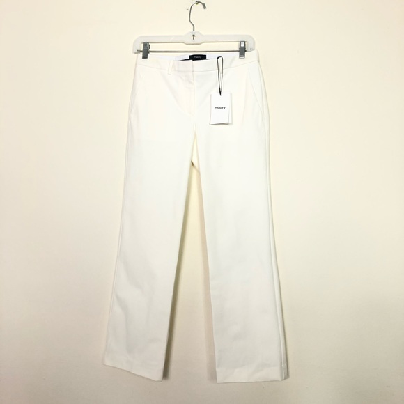 THEORY HARTSDALE PANTS NWT STRAIGHT CROPPED IVORY - Picture 6 of 8